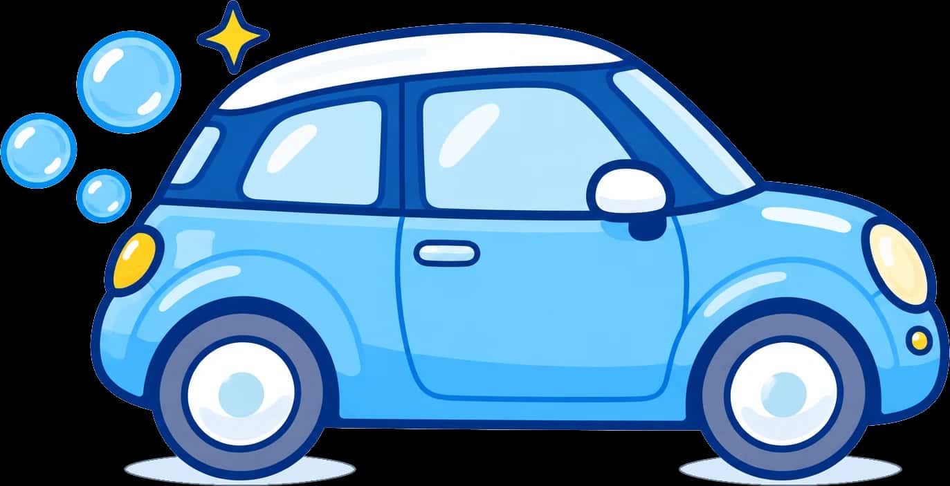 水色の車のイラスト
