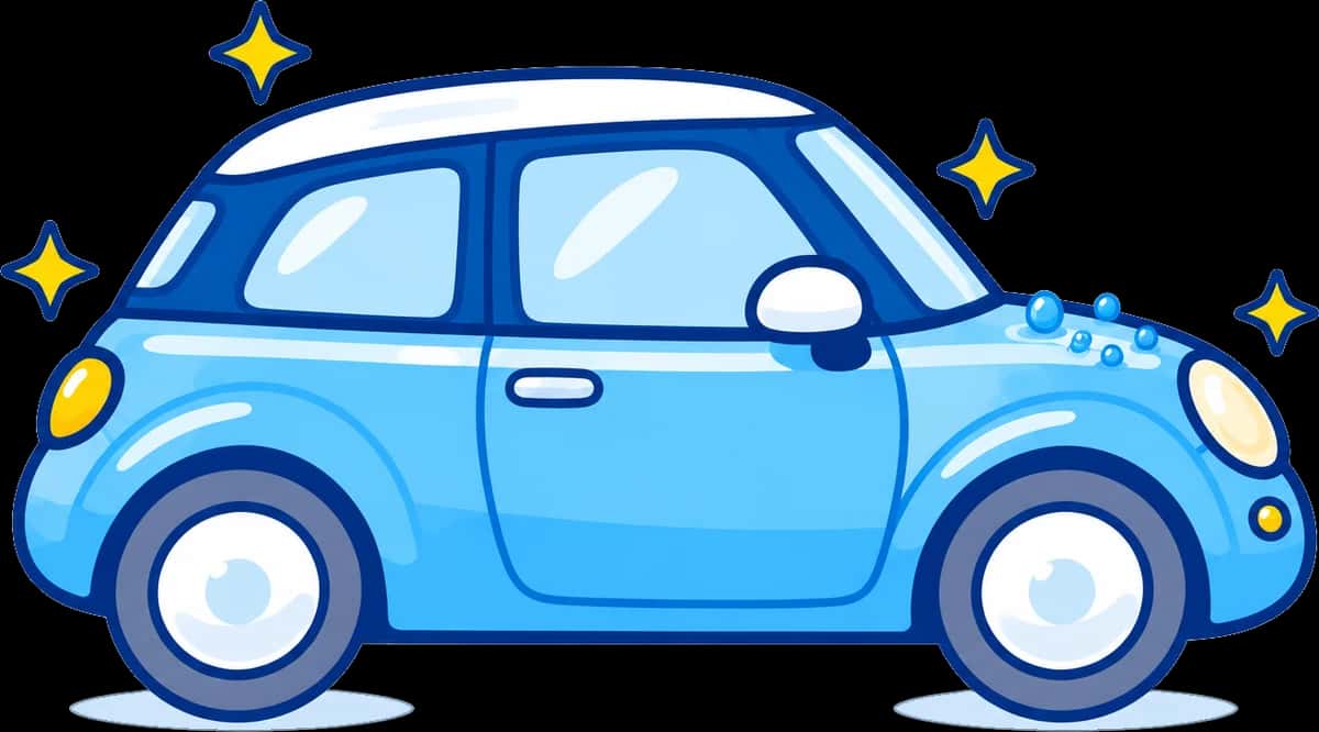 洗い上がってきらきら光る車のイラスト